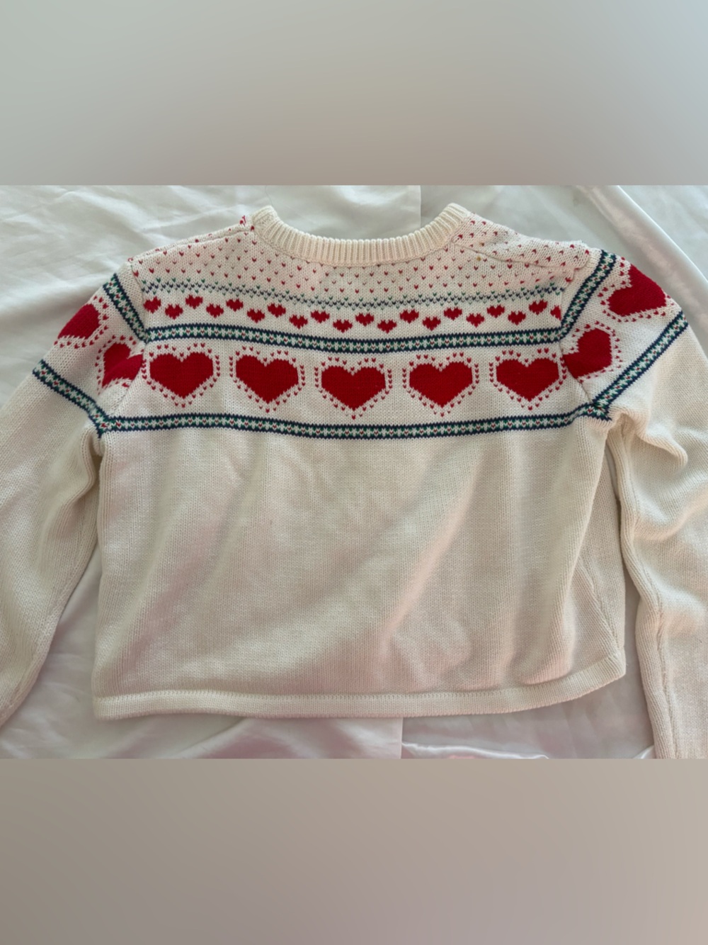 Brandy Melville Vintage-look Knit Sweater with Red Hearts